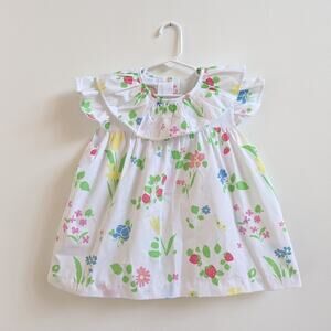 The Beaufort Bonnet Company Blouse Girls Sz 7 White Floral Dainty Boutique